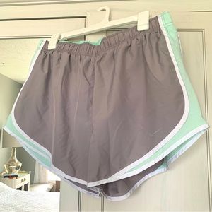 Nike Tempo Dri-Fit running shorts— seafoam and gray